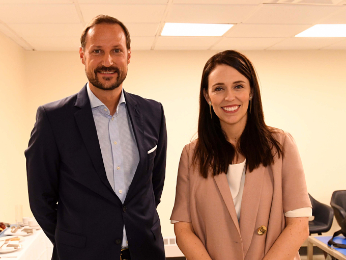 New Zealand's Prime Minister Jacinda Ardern gave her presentation just ahead of the Crown Prince. Photo: Eileen Barroso/Columbia University 